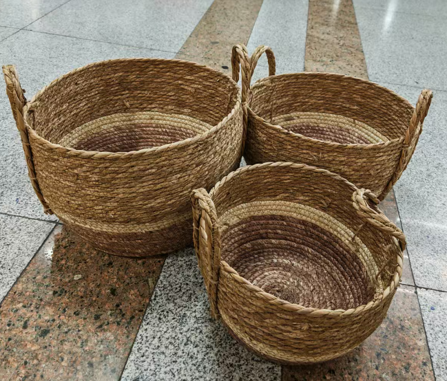 Seagrass baskets D33xH24, D30xH20, D26xH16 cm, 3 pcs
